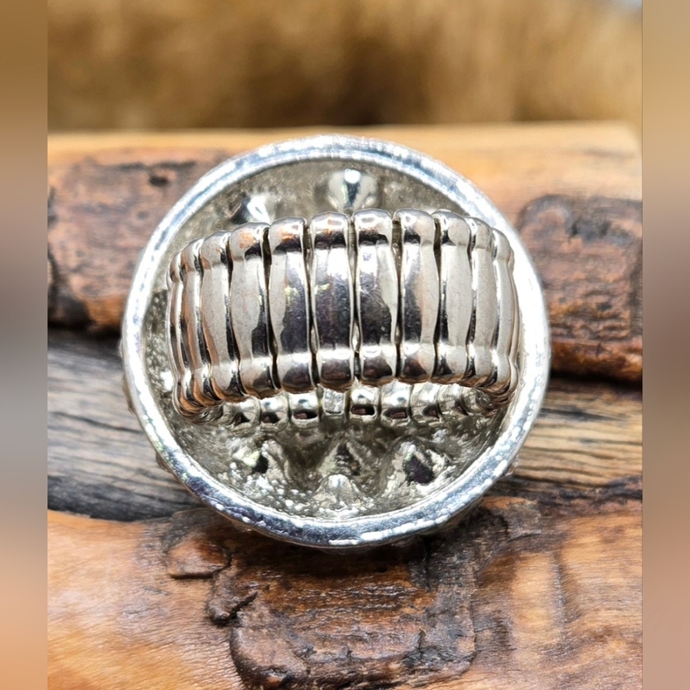 Glass Crystal Statement Ring Adjustable Stretch 1… - image 2